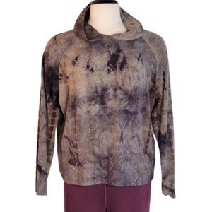 Coin 1804  Womens Tie Dye L/S Hoodie Rayon/Polyester Size XL Brown, Navy Grey